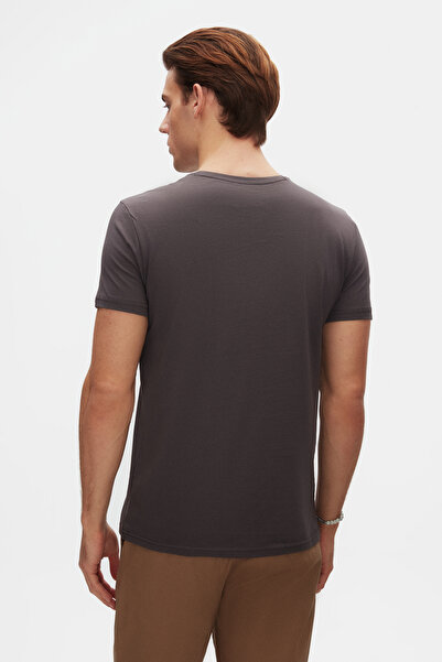 D'S Damat Slim Fit Anthracite Crew Neck 100% Cotton Breathable T-Shirt