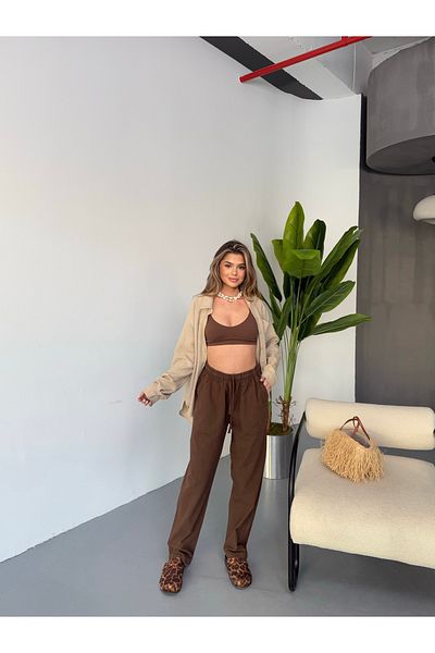 COMBİNE MİCHAİL Pantaloni maro de in pentru femei