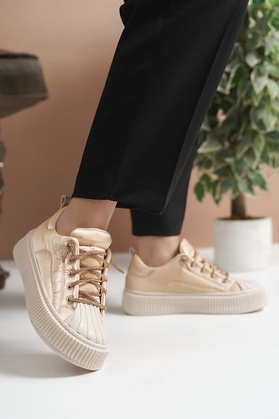 Lolita Love Shoes Adidași Eva crem cu șireturi parașute