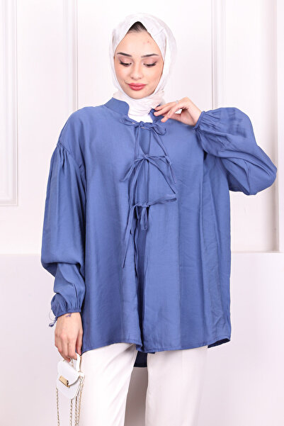 İmajButik Kimono Indigo cu cravată în față