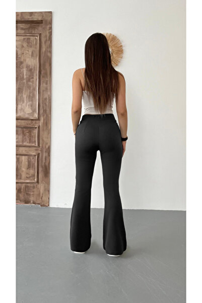 BİKELİFE Women's High Waist Lycra Stretchy Flared Leg Fabric Pants