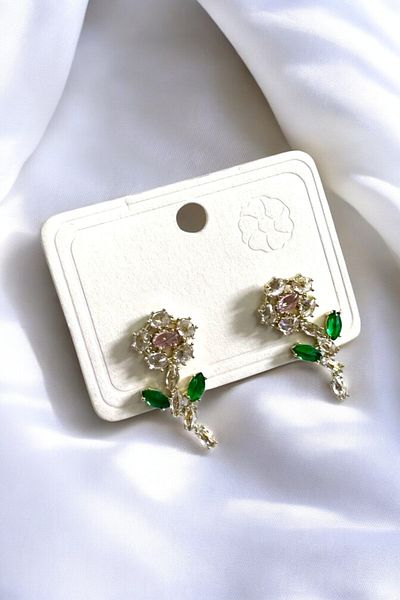 PETEK AKSESUAR 2 cm Wide Daisy Jewelled Earrings