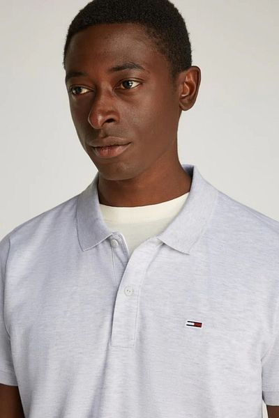 Tommy Hilfiger Pánská šedá polokošile Slim Fit z organických látek Tommy Jeans