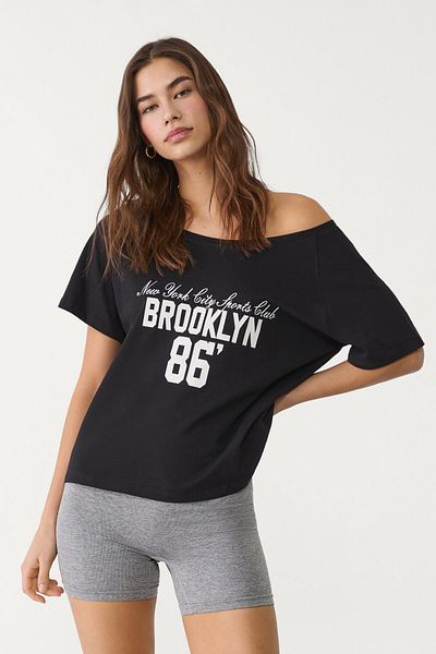 Stradivarius Embroidered city t-shirt
