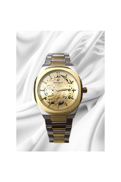 Rivoly Men's Stainless Steel Analog Quartz Date Display Watch Easy to Read Fashion Design Waterproof