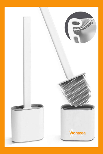 Wonassa Silikon Banyo Tuvalet Klozet Fırçası ve Tutucu Set