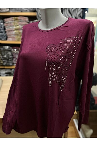 TCR Kadın Likralı Viskon Taşlı Bluz Penye