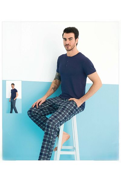 Aydoğan Aydogan 250158   Men's Modal Patli Short Sleeve Pajama Set