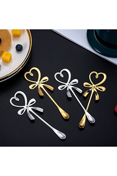NEVASES Kalp Şeklinde Mini Kahve Kaşığı Çay Tatlı Asılı Kaşık Altın Gümüş Kaşık Paslanmaz Çelik Sofra Takımı