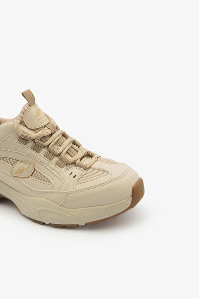 SAYL Bej Bağcıklı Hafif Kalın Taban Kadın Sneaker Spor Ayakkabı