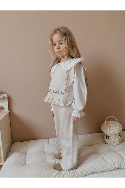 TİJK Girl's 3-Piece Set with Embroidered Vest and Shirt