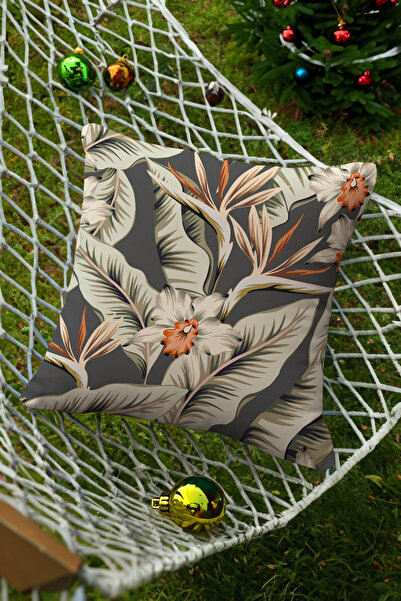 Artvibe Bohemian Gray Cream Flower of Fortune Hibiscus Starflower 4Pcs Pillow Case Set