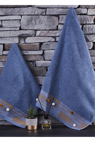 Dantela Код-9832 Набір бавовняних рушників для ванної кімнати Indigo Jakarlı ...