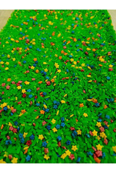 MUCİT KİDS Filled Material for Sensory Games (Spring Flowers) - Green Rice and Colorful Star Noodle