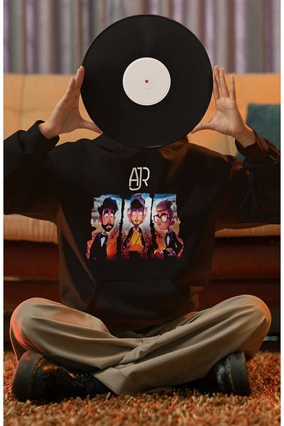 Fuddy Moda Unisex Oversize Ajr Printed Hooded Sweatshirt Music Band Themed