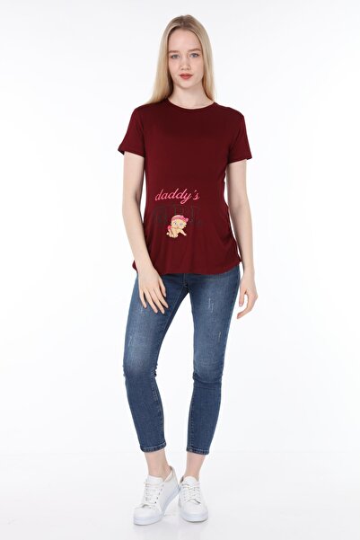 Işşıl 4477-Majčina ćerka Viskoza Trudna Kratki Rukav T-shirt