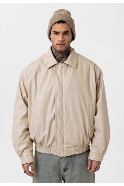 İLKCET MODA Вінтажний унісекс Krem Oversize Balon Kol Ceket