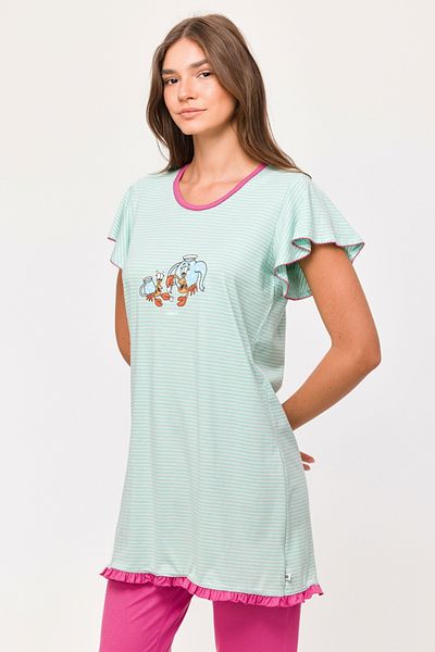 Woody Pijama de damă cu tematică Crab albastru-Bab 921