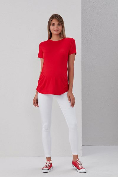Işşıl 0788-viscose Gusseted Plain Maternity Short Sleeve T-shirt