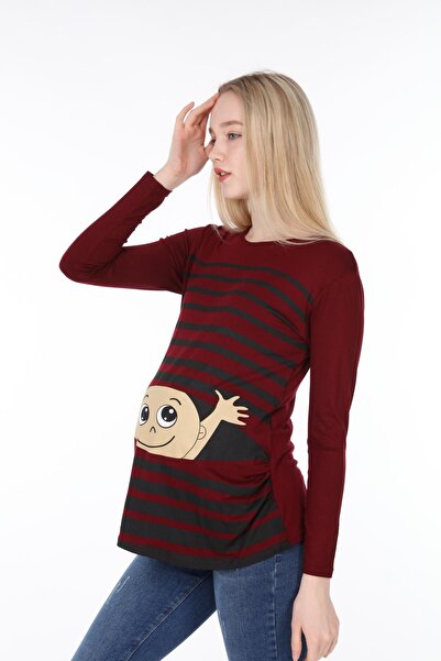 Işşıl Μακρυμάνικο μπλουζάκι εγκυμοσύνης 4471 ριγέ κούκλα που κυματίζει