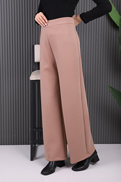 İmajButik Mink Wide Leg Scuba Pants