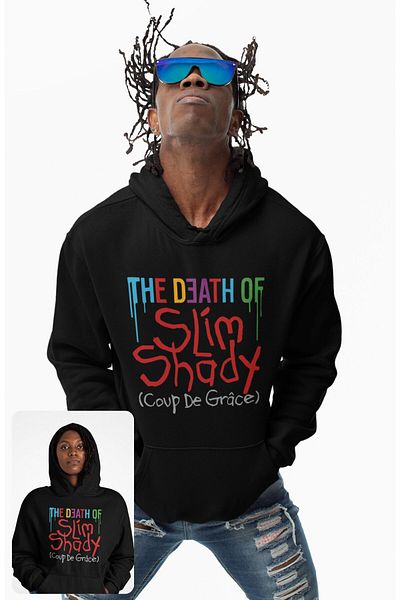 Fuddy Moda Oversize the Death of Slim Shady Printed Hooded Sweatshirt, Unisex Eminem Themed Hoodie