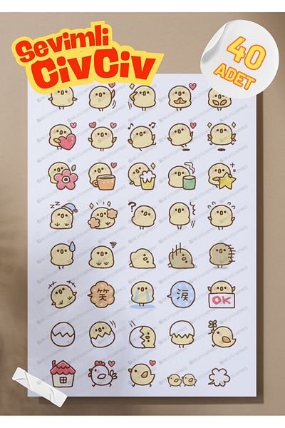 One Little Happiness Set de autocolante Emoji Pui drăguț Telefon Laptop Notebook Tabletă Notebook Autocolant