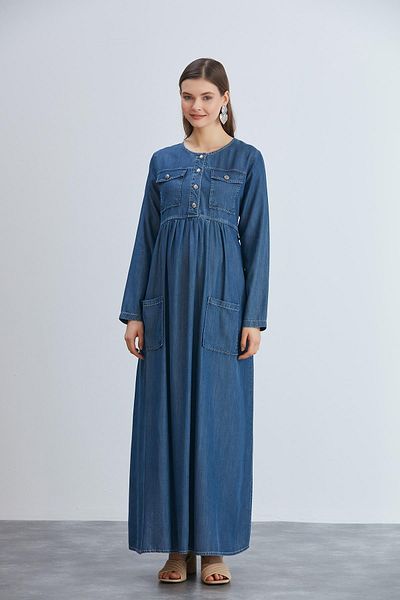 Işşıl IŞIL 456-Rochie maxi de maternitate Liyosel cu buzunar acoperit pentru alăptare