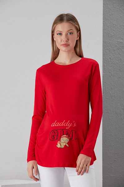 Işşıl 4497-viscose Daddy's Daughter U Sleeve Pregnant T-shirt