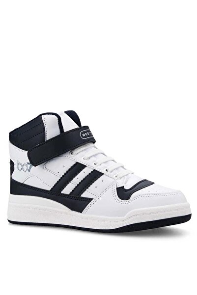 Best Of Bestof Jordan Uzun Bilekli Unisex Çocuk Spor Ayakkabı Beyaz Lacivert