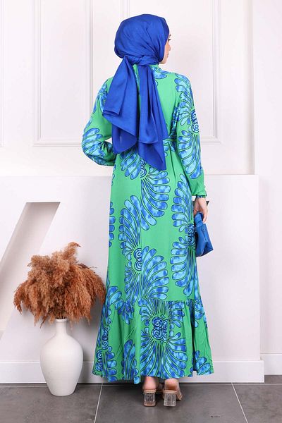 İmajButik Φούστα με πράσινο σχέδιο Layered Viscon φόρεμα