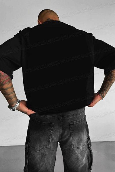 Millionaire Ανδρικό μπλουζάκι Black City Of Angels Oversize Loose Wide Fit Loose Cut