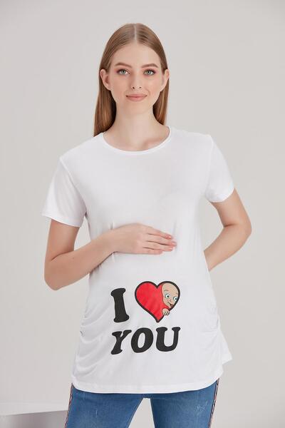 Işşıl 4490 Βρεφικό κοντομάνικο μπλουζάκι εγκυμοσύνης από βισκόζη που βλέπει από την καρδιά