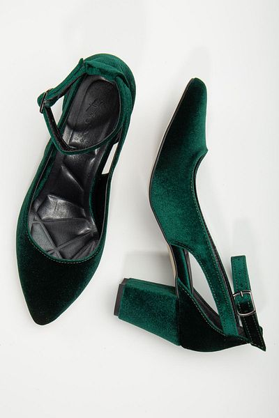 Hayalimdeki Ayakkabı Дамски кадифени обувки Hero Heeled в цвят каки