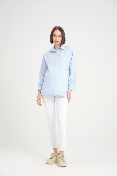 Işşıl IŞIL B113 - Maternity Tunic, Cotton Shirt with Half Placket and Nursing Detail