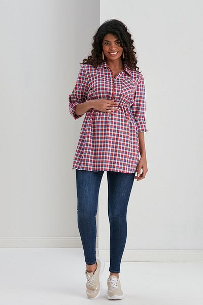 Işşıl B0014-mini Square Nursing Maternity Cotton Shirt-tunic