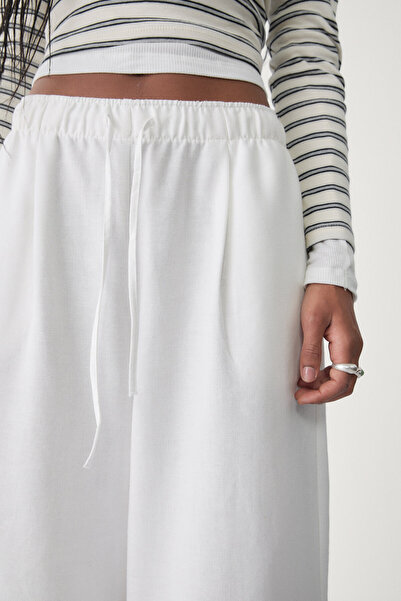 Stradivarius Keten wide leg pantolon