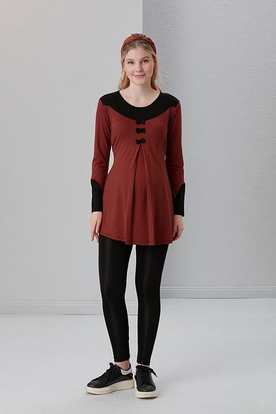 Işşıl 04067-striped Viscose Mini Triple Bow Maternity Blouse