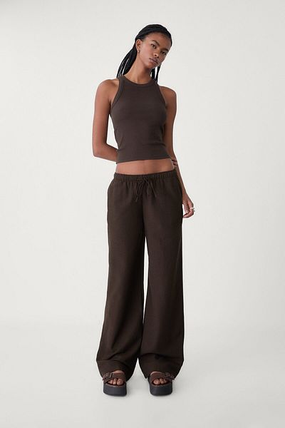 Stradivarius Linen blend drawstring trousers