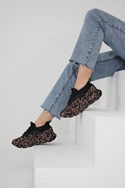 Beyond Dámské tenisky s leopardím vzorem Stone - 4cm BYNDKİ105