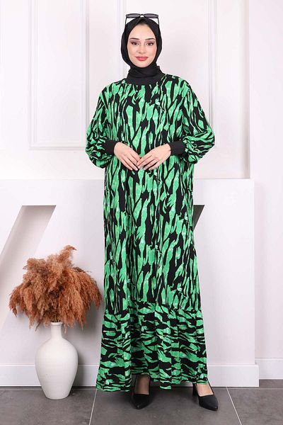 İmajButik Φούστα με πράσινο σχέδιο Layered Viscon φόρεμα