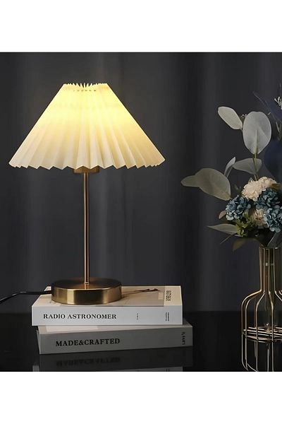 Lambadar Hepa Model Modern Design Metal Body Cream Fabric Hat Table Lamp Lampshade