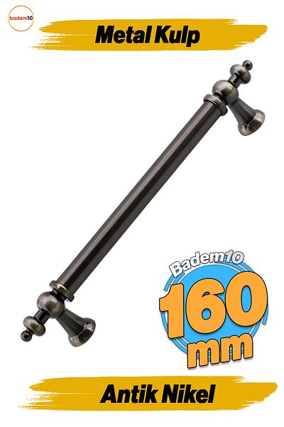 Badem10 Metal otoman nichel antic 160 mm 16 cm mobilier bucătărie sertar dulap dulap mâner mâner