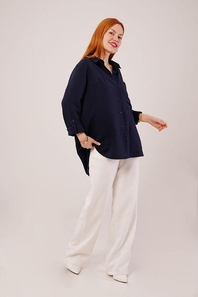 Kokosh moda Cămașă bleumarin cu buzunare cu tăietură liberă