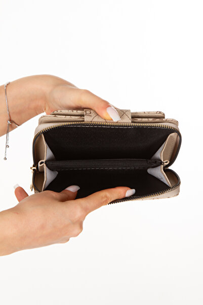 Newish Polo Portofel din țesătură cu model pentru femei, cu compartiment pentru telefon și suport pentru carduri Monogram Fashion elegant