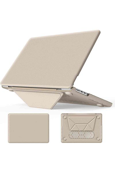 Fuchsia حافظة حماية جلدية فاخرة رفيعة متوافقة مع Apple Macbook Pro مقاس 14 بوصة مع حامل