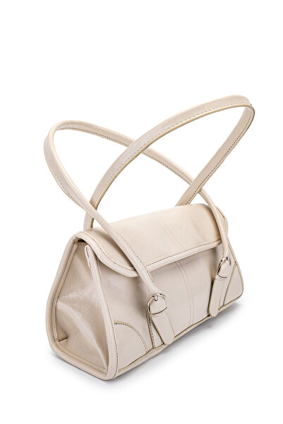 minebag Faux Leather Baguette Double Buckle Liars Cream Women's Shoulder Bag