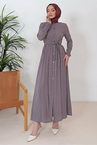 Bestenur Esnel Belted Dress 1366 Stone Model