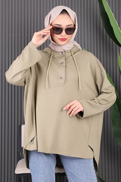 İmajButik Χακί Hooded Modal Oversize ιδρώτας