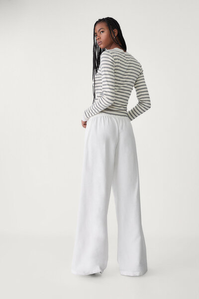 Stradivarius Keten wide leg pantolon